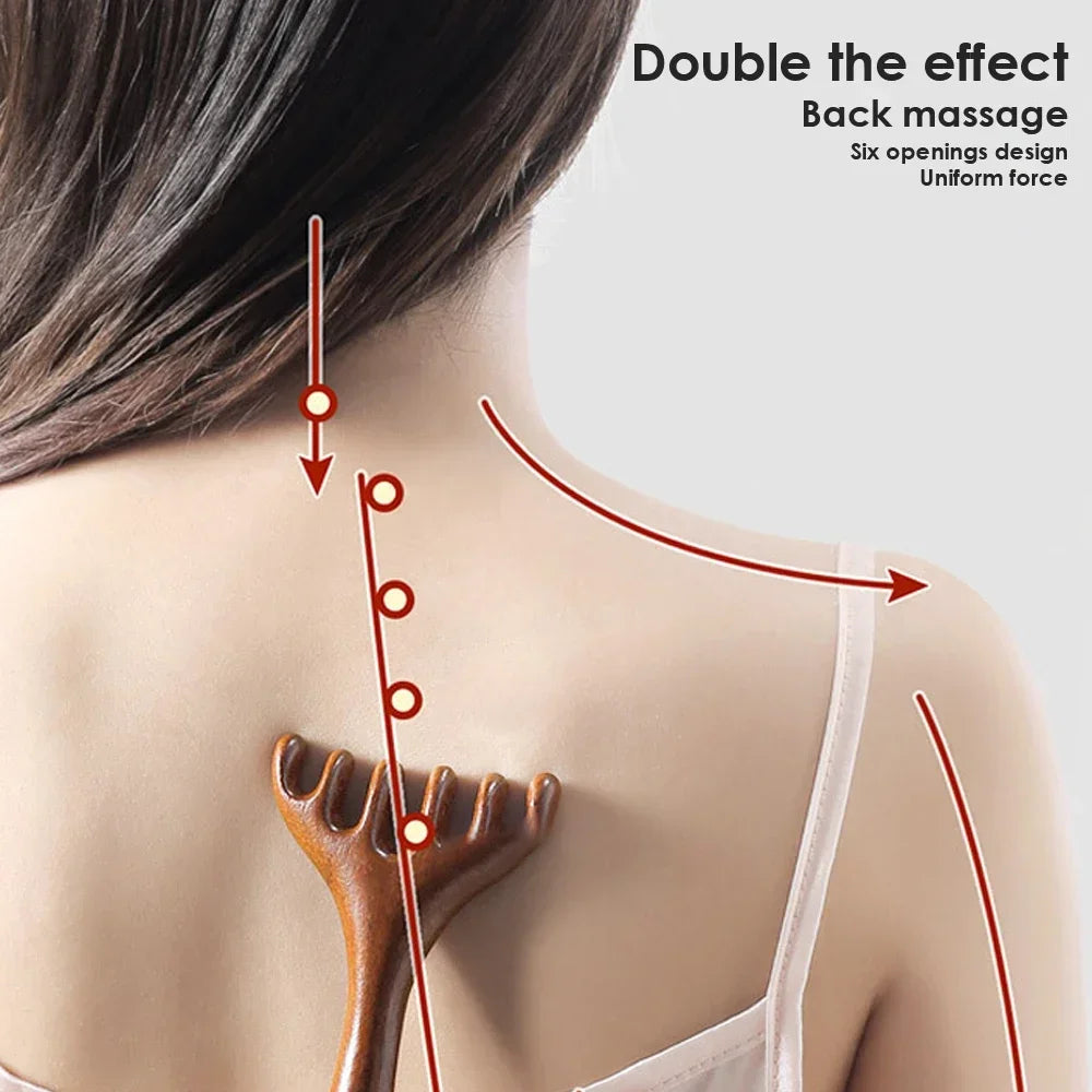 Natural five-claw scalp massage device, gua sha tool, back scratching, spa, handheld meridian massage comb, hair care