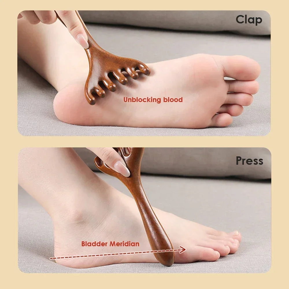 Natural five-claw scalp massage device, gua sha tool, back scratching, spa, handheld meridian massage comb, hair care