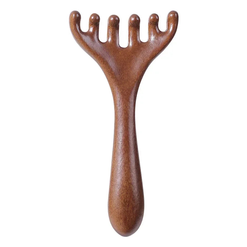 Natural five-claw scalp massage device, gua sha tool, back scratching, spa, handheld meridian massage comb, hair care