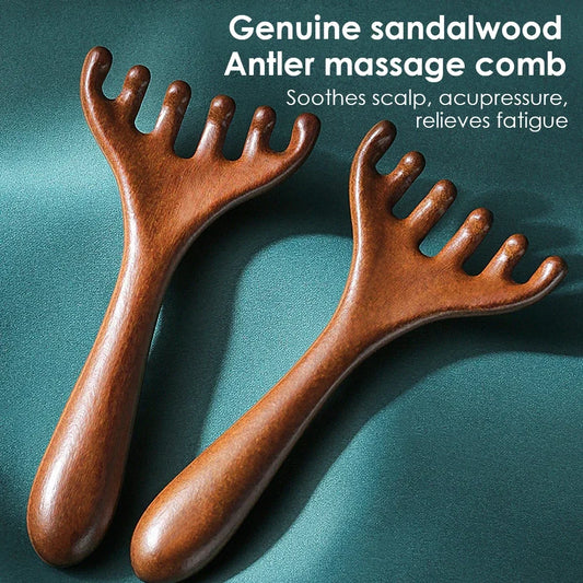 Natural five-claw scalp massage device, gua sha tool, back scratching, spa, handheld meridian massage comb, hair care